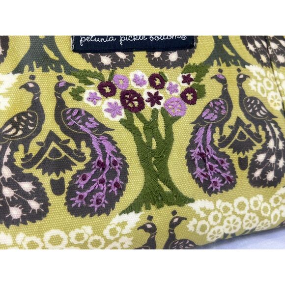 Petunia Pickle Bottom Lime Green Peacock Water Resistant Diaper Bag Shoulder - Picture 5 of 14